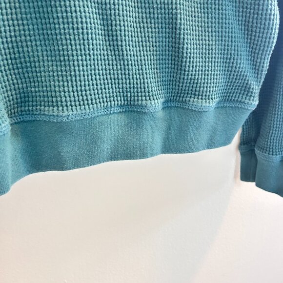 Gap Waffle Knit Hoodie Mens Size Medium Dark Green Pullover Sweatshirt Cotton - Picture 9 of 10